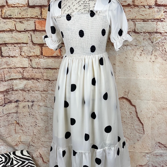 ❌Boutique NWT White Rockabilly 50s Polka Dot Dress - Picture 9 of 11